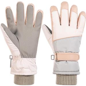 Women Ski GlovesTouchscreen Windproof and Waterproof Gloves Winter Thermal Warm Snow Glove for Skiing Cycling Snowboard for Women Men (Small, beige)