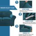 H.VERSAILTEX Modern Velvet Plush 4 Piece High Stretch Sofa Slipcover Sofa Cover Furniture Protector Form Fit Luxury Thick Velvet Sofa Cover for 3 Cushion Couch Width Up to 90 Inch (Sofa,Deep Teal)