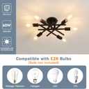 ASGYISA Semi Flush Mount Modern Ceiling Light Fixture 6 Lights Black Vintage Matte Sputnik Chandelier Ceiling Lamp with E26 Bulb Base for Farmhouse Dining Room Living Room Bedroom Study Kitchen