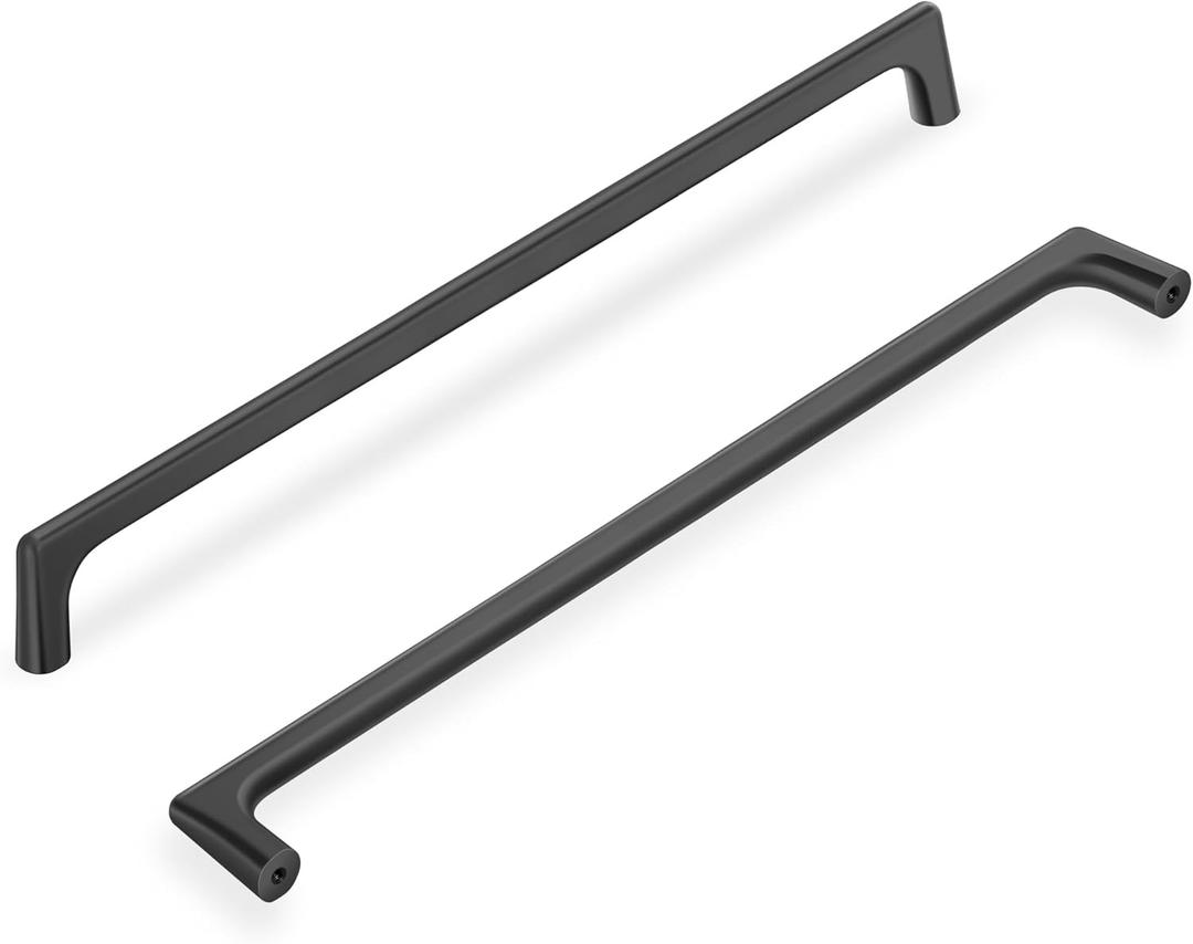 Lardmon 3 Pack Matte Dark Gunmetal Gray Modern Cabinet Pulls 12.6 Inch(320mm) Hole Center Timeless Drawer Pulls Vanity Pulls Solid Kitchen Cabinet Handles Hardware, 13 Inch(330mm) Total Length