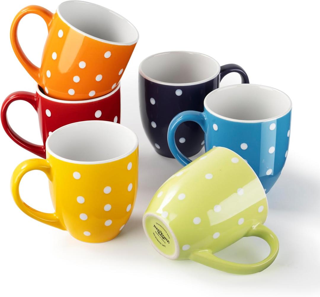 bestone Coffee Mugs Set of 617 oz Large Coffee Mugs, Ceramic Mugs with Handles,etc Coffee Mugs, Cups for Coffee Cereal Latte Microwave & Dishwasher safeVibrant Colors