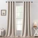 MIULEE 100% Blackout Linen Textured Curtains for Bedroom Solid Thermal Insulated Natural Grommet Room Darkening Curtains & Drapes Luxury Decor for Living Room Nursery 52 x 108 Inch (2 Panels)