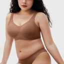 Womens Seamless Wireless Bras Supportive Push Up Bralettes (Brown, M)