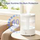 MegaWise Healthy Top-Refill Cool Mist Humidifiers for Bedroom, 24dB Ultrasonic Air Vaporizer with Water Filter for Baby [PP Material], Colorful Night Light,1 Gal Essential Oil Diffuser, Auto Shut Off (3.8 l)