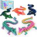 5PCS 12" 3D Printed Dragon Set Articulated Crystal Dragons Dragon Desk Toys, 3D Printed Animals Cool Unique Birthday Gifts for Teen Adult Novelty Christmas Stocking Stuffers Gadget for Men Boy