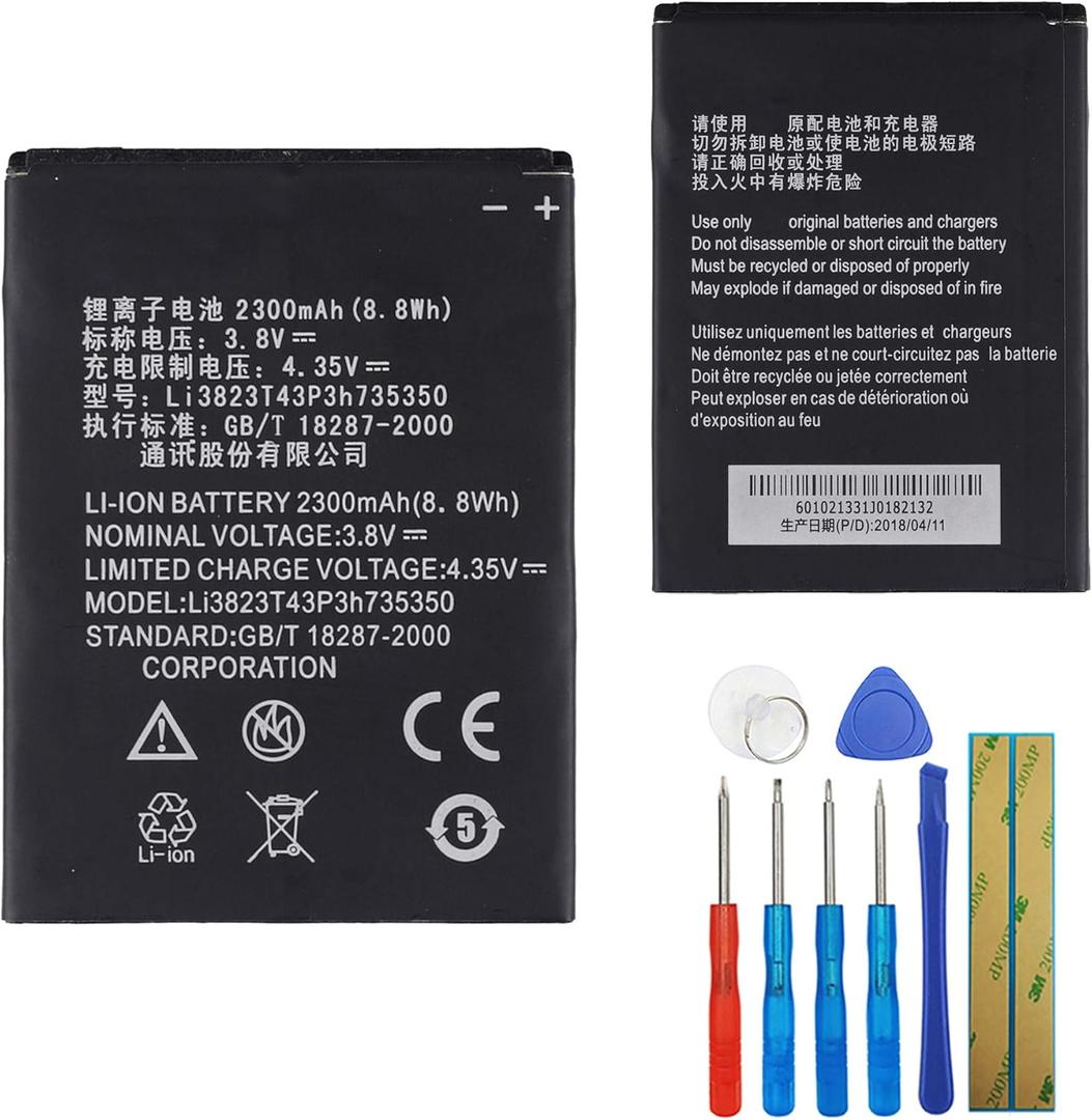 New Replacement Battery li3823t43p3h735350 Compatible with N986 N9835 Grand X V975 U988S Q801U MF64 Z64 Z826 with Tools