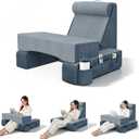 COZEER 3‑in‑1 Reading Pillow for Bed with Adjustable Independent Lumbar Support & Headrest, Wedge Pillow Set for After Surgery with Sponge Lap Desk, Detachable Armrest Design for Home Office (Upgrad)