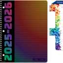 Global Datebooks Dated Middle School or High School Student Planner for Academic Year 2025-2026 Includes Ruler/Bookmark and Planning Stickers (Matrix Style - 8.5"x11" - Spectrum)