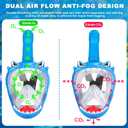 Full Face Snorkel Mask for Kids with 180 Panoramic View, Snorkeling Set Featuring Anti-Leak and Anti-Fog Foldable Dry Top Design for Safe Underwater Adventures Snorkeling Gear for Kids