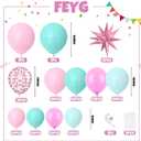 Pink and Teal Blue Balloon Arch Garland Kit, Pastel Pink Teal Blue Turquoise Latex Party Balloons with Star Confetti Balloon for Birthday Wedding Baby Shower Anniversary Party Supplies, 18inch, 10inch, 12inch, 5inch
