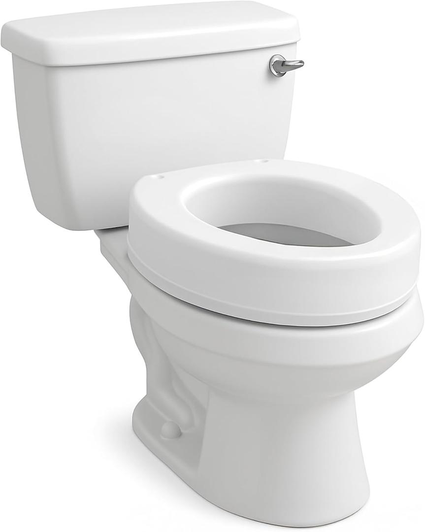 Carex Toilet Seat Riser, Round Raised Toilet Seat Adds 3.5 inches to Toilet Height, for Assistance Bending or Sitting, 300 Pound Weight Capacity Toilet Riser, White 