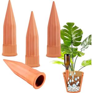 Self Watering Spikes -4 Pack Terracotta Plant Watering Stakes Devices Vacation Self-Watering Stakes for Indoor/Outdoor Plants