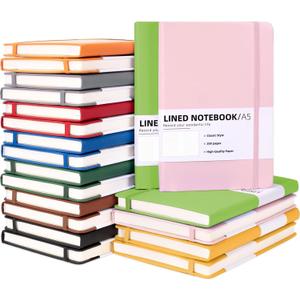 20 Packs A5 Hardcover Journal Notebooks 8.5 x5.8 In, Lined Journals Bulk for Writing, Notebooks Bulk 200 Pages/100Sheets10 Colors Classic Ruled Notebook for Work/Travel/College/Note Taking (20 packs , 10 Colors)