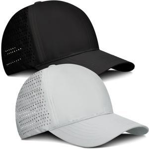 Shyyween 2 Pcs Oversize Baseball Cap Quick Dry Waterproof Mesh Sports Hat Adjustable Big Heads for Golf Running Workout