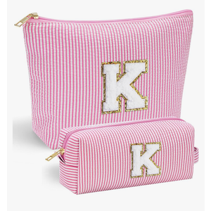 YOOLIFE Valentines Day Gifts for Women Kids Teen Girls Birthday Gifts for 6 7 8 9 10 11 12 13 Year Old Girls Initial Birthday Gift Makeup Bag for Girl Daughter Sister Teacher Friend Girlfriend Pink K