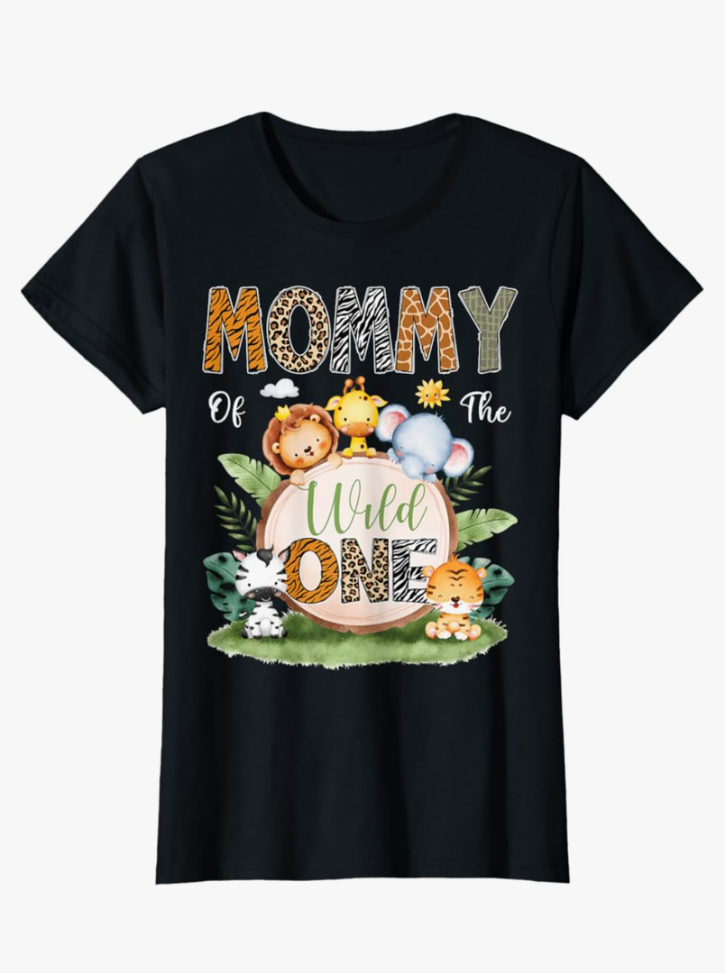 Mommy of The Wild One 1St Birthday Kids Safari Jungle T-Shirt Women Size 2XL
