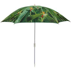 Beach Umbrella with Sand Anchor & Carry Bag, 6.5 Foot Beach Umbrella with Tilt Adjustable Pole Height, Ideal for Travel Garden Lawn, UPF 50+ (Birds of paradise)