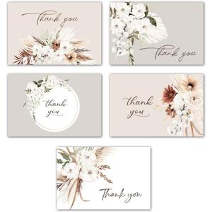Gooji 4x6 Boho Floral Thank You Cards with Envelopes Bulk 20-Pack Matching Envelopes Assorted Watercolor Birthday Party, Baby Shower, Bridal, Weddings, Blank Notes Business Stationary