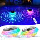 Floating Pool Lights Solar Powered, 7.6 Inch RGB Upper& Lower Color Changing Solar Pool Lights that Float with Dynamic Lighting Effects, IP68 Waterproof Swimming Pools Light for Party Decor(2) (White)
