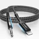 JSAUX Aux Cord for iPhone 3.3FT, 3.5mm Aux Cable for Car Compatible with iPhone 14 13 12 11 XS XR X 8 7 6 iPad iPod for Car Home Stereo, Speaker, Support All iOS Version-Black