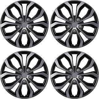 AutoBeeDen 4-Pack Universal Hubcaps Replacement R17 17 inch, Steel Wheel Rim Cover for Most Cars Trucks Sedans SUV, 17" 17 in Wheel Covers Hub Caps (Gray+Black Color)