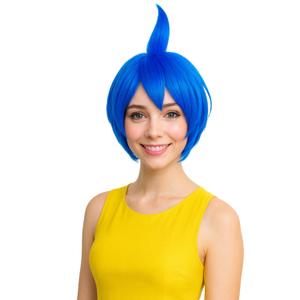 Wiggy Mermaid Short Blue Bob Wig Blue Spiky Fluffy Pixie Wig Unisex Blue Wigs for Halloween Costume Cosplay, Bright Blue