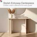 Stead Fluted Console Table Weathered White Solid Wood Entryway Table with Oak Grain Veneer, Curved Base & Adjustable Feet Modern Farmhouse Fluted Console Table for Hallway or Living Room.
