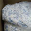 EAVD Queen Comforter Set White and Blue Floral Bedding Set for Women Soft Microfiber 3-Piece Vintage Garden Floral Comforter Set with 2 Pillowcases Botanical Bedding Set for All-Season