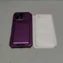 SSLOTSCASE for iPhone 16 Pro Wallet Case with 2X Screen Protector, Card Holder & Invisible Kickstand & Sliding Camera Cover, Durable Sturdy Matte Protective Wallet Cover for iPhone 16 Pro, Dark Purple