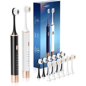Sonic 2 Pack Electric Toothbrush for Adults and Kids, Travel Toothbrush Includes 12 Replacement Toothbrush Heads, 6 Modes with 2 MIN Smart Timer (Black White) Sonic 2 Pack Electric Toothbrush for Adults and Kids, Travel Toothbrush Includes 12 Replacement Toothbrush Heads, 6 Modes with 2 MIN Smart Timer (Black White)