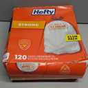 Hefty Strong White 13 Gallon Trash Bags with Drawstrings, Unscented Tall Kitchen Trash Bags, Resists Leaks, Punctures, and Tears, Durable Closure, 120 Ct.