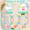 Huquary Happy Birthday Candy Bracelets Bulk Summer Candy Heart Bracelet Gift Plastic Beads Jewelry Love Heart Charm for Birthday Gift Exchange Party Favors