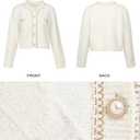 URBAN REVIVO Women's Knit Cardigan Sweaters Casual Long Sleeve Open Front Button Down Cropped Jackets (XL)