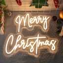26 Inches Large Merry Christmas Neon Sign, Warm White Acrylic Neon Signs for Wall Decor, USB Powered Dimmable LED Lights for Bedroom Window Xmas Eve New Year Party Decor