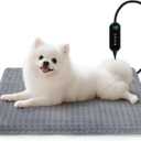 Cat Heating Pad, Waterproof Heated Cat Dog Bed with Adjustable Temperature & Timer, Electric Pet Mat for Indoor Cats Dogs, Chew Resistant Steel Cord（Small: 18"x16" Gray）