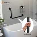 L-Shaped Angled Grab Bar 12x16 Inch Matte Black Anti-Slip Knurled Shower Handles Wall Mount, Stainless Steel Shower Bars for Seniors Injured Balance Support, Handicap Grab Bars for Bathtubs & Showers