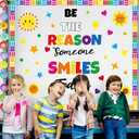 2 x YQUQWN Back to School Classroom Bulletin Board Decoration Set Be The Reason Someone Smiles Today Bulletin Board for Kindergarten Preschool Elementary Middle School Wall Door Classroom Decor