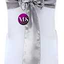 VDS Satin Chair Sashes Chair Cover Back Tie Sateen Bows Ribbon for Wedding Birthday Graduation Engagement Ceremony Event Party Banquet Venue Hotel All Dining Chair Decoration (10PC) (Silver Grey)