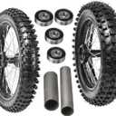 17” Front 14” Rear Dirt Bike Wheel Set 70/100-17 & 90/100-14 Tire Rim Assembly with Tubes Bearings Spacers 12mm Conversion for 110cc 125cc 140cc 150cc 160cc Pit Bikes SSR Taotao Offroad Motorcycle