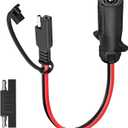 Groovely 7 Pin Power Interface,7 Blades Connected to 2 Pin SAE Interface,10AWG 1ft,7 Pin Circular RV-Style Trailer Plug Connection Cable,Suitable for Campers,Trucks,Air Compressors,Portable Coolers