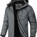 Men's Ski Jacket Winter Warm Snow Coat Waterproof Windbreaker Hooded Work Outerwear Snowboarding Jackets (X-Large, Charcoal Heather)