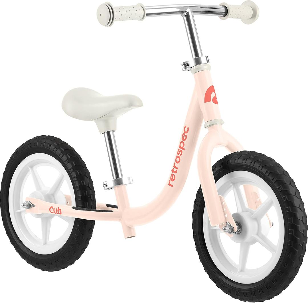 Retrospec Cub Toddler 12" Balance Bike, 18 Months - 3 Years Old, No Pedal Beginner Kids Bicycle for Girls & Boys, Flat-Free Tires, Adjustable Seat, & Durable Frame (Blush)