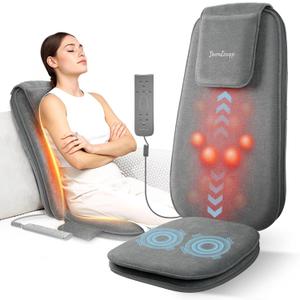 Shiatsu Back Massager with Soothing Heat, Upgraded Deep Tissue Kneading Massage Chair Pad, Vibration Massage Seat Cushion, Relax at Home Office, Gifts
