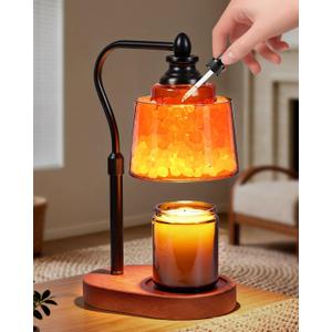3-in-1 Candle Warmer Lamp with Timer Dimmable, Himalayan Salt Lamp & Passive Diffuser, Gifts for Women, House Warming Gifts New Home Decor, Wax Melt Warmer for Jar Candles (Black)