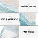 Beach Kitchen Towels Set of 2 Dish Towels Kitchen Hand Towels Absorbent Quick Dry Microfiber Cloth Dish Towel for Kitchen Drying 18" x 26",Coastal Ccean Sand Wave Blue Teal