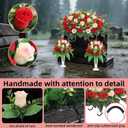 3 Pcs Artificial Cemetery Flower Saddles Cemetery Flowers for Grave Memorial Grave Flowers with Vases for Cemetery Decoration