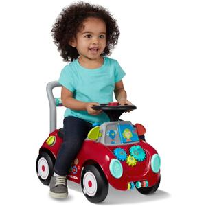 Radio Flyer Busy Buggy Ride On Toy Car with 17 Interactive Activities, Sit-to-Stand for Ages 1-3, Features Built-in Storage, Walk or Ride Options for Toddler Development and Play