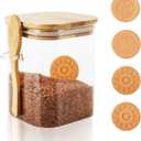 Brown Sugar Keeper Containers, 0.9Qt(30Oz/850Ml) Glass Food Storage Jars with 4 Terra Cotta Brown Sugar Savers, Lids and a Spoon, Suitable for Storing Food/Spices/Candies/Coffee Beans