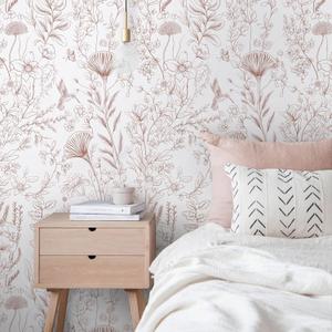 CiCiwind Pink Peel and Stick Wallpaper Floral Wall Paper Modern Boho Contact Paper for Bedroom Removable Self Adhesive Wallpaper for Bathroom Living Room Papel Tapiz para Pared 17.3"78.7