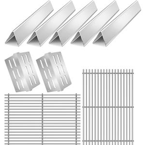 2Pack 9MM 7524 7528 Cooking Grates with 7622 Heat Deflectors 7620 Flavorizer Bars for Weber Genesis Grill Replacement Parts E-310 E-320 E-330 S-310 S320 S-330 EP-310 EP-320